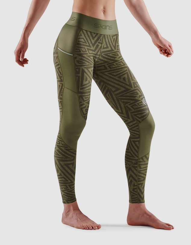 SKINS - SKINS Compression Women's Series-3 Clothing Long Tight Khaki Angle