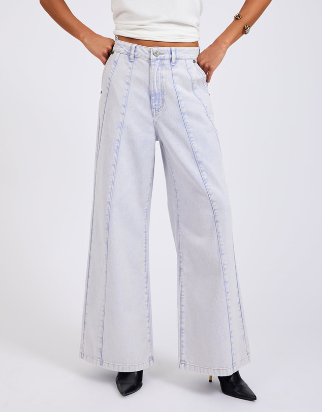 ONE TEASPOON - Hayden High Waist Wide Leg Trouser Denim Jeans - Lavender Blue