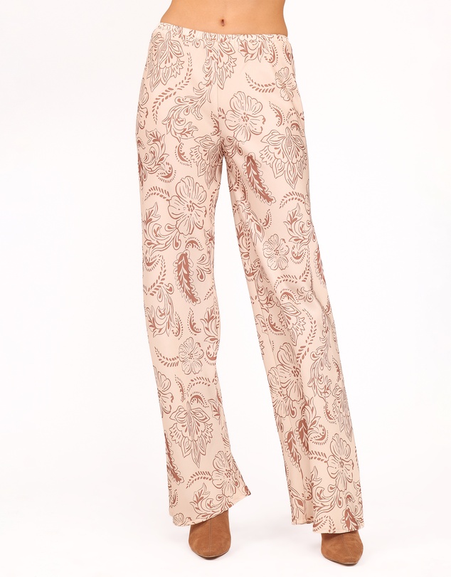 Petal & Pup - Rosalie Satin Pant - Brown Paisley