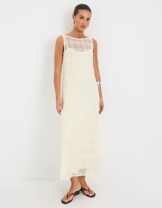 Calli - Selene Sheer Check Midi Dress