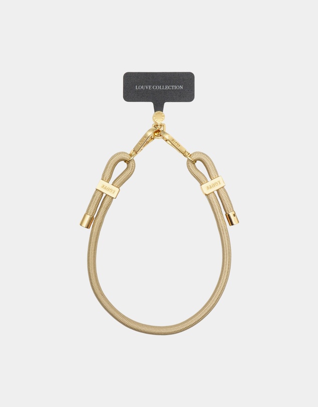 LOUVE COLLECTION - Universal Phone Strap Connector (Black) + Bisque Beige Wristlet