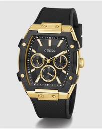 GUESS - GUESS Phoenix Mens Black Gold Tone Multi-function Watch