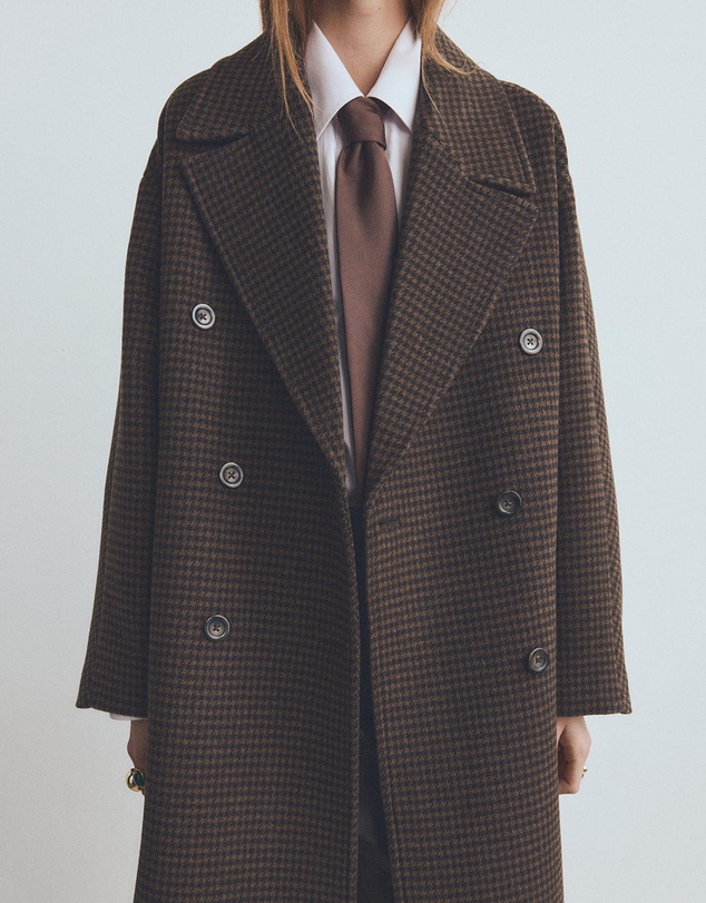 M.N.G - Wool-Blend Micro-Houndstooth Coat