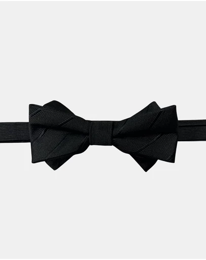 Henry Bucks - HENRY SARTORIAL Silk Textured Bowtie BLACK
