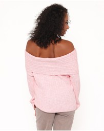 Petal & Pup - Kenny Off Shoulder Knit Sweater - Light Pink