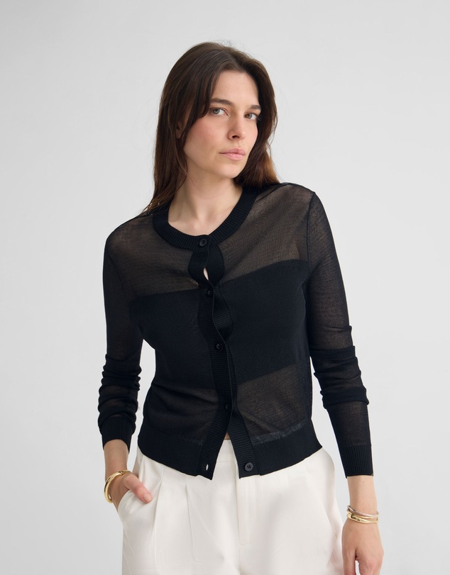 Oxford - Celina Sheer Panel Cardigan