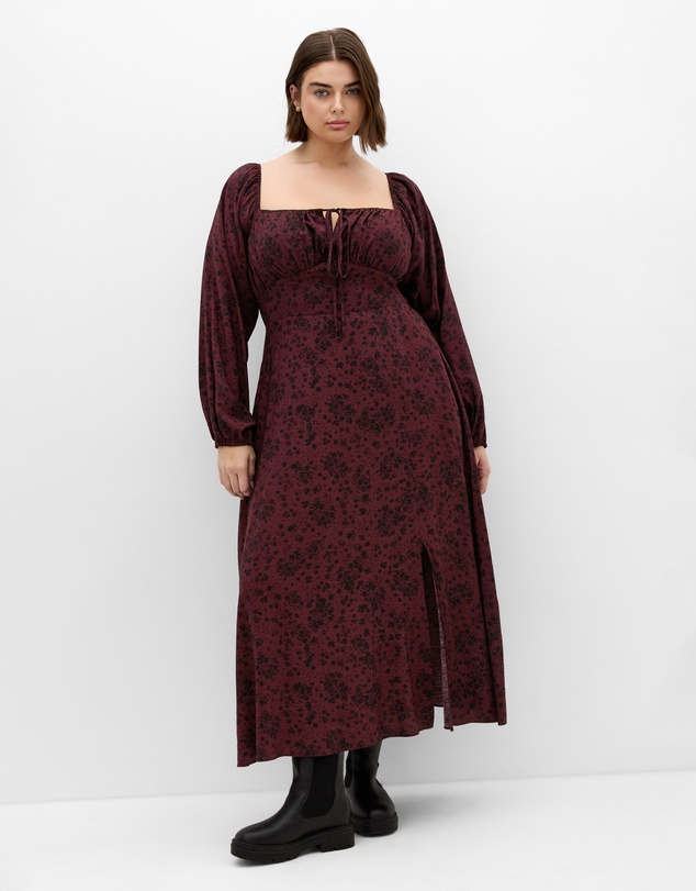 City Chic - Abbigail Long Sleeve Print Maxi Dress