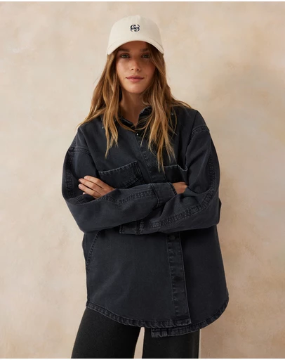 Ceres Life - Bobbi Side Pocket Denim Shacket