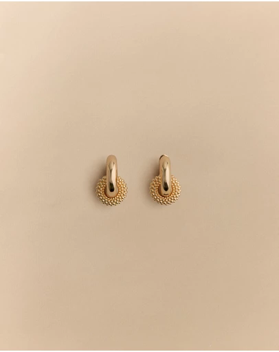 Trenery - Rava Drop Hoop Earrings in Gold