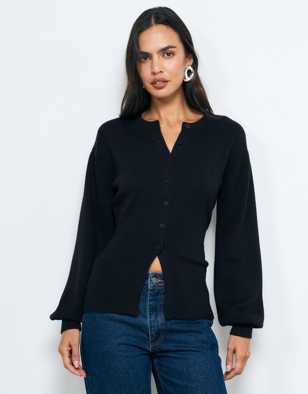 AERE - Bria Cotton Cashmere Blend Waisted Cardigan