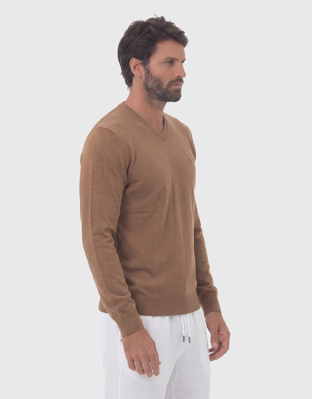 Coast Clothing - V-Neck Cotton Jumper - Natural