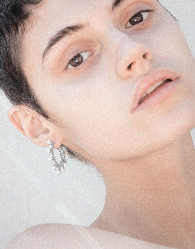 Haze & Glory - ICONIC EXCLUSIVE - Earrings Sun of Pearl Huggie 925 Sterling Silver