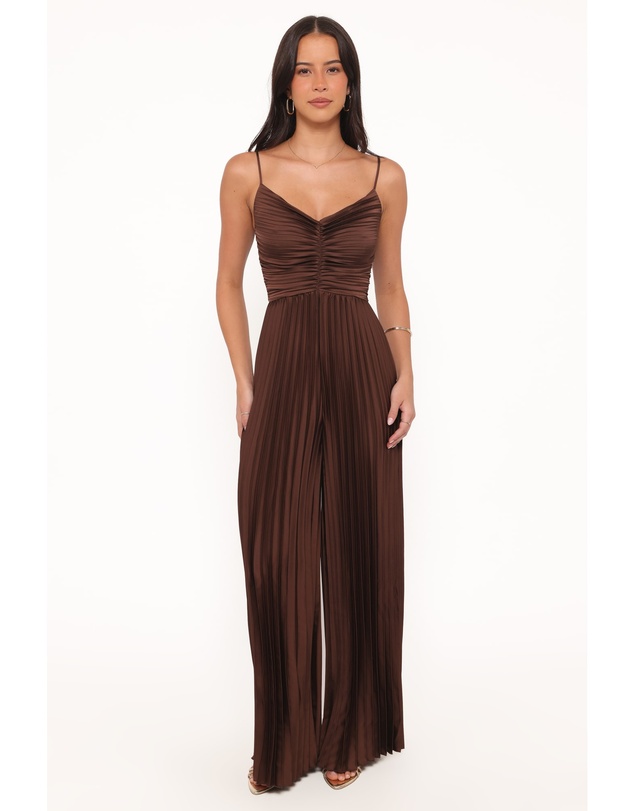Petal & Pup - Angelique Pleated Jumpsuit - Chocolate Brown