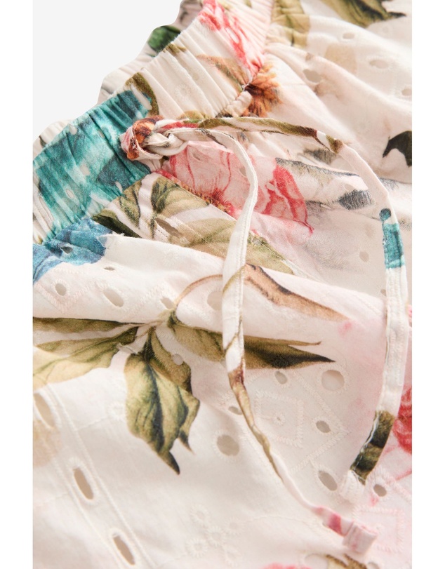 NEXT - Broderie Stretch 100% Cotton Waist Shorts