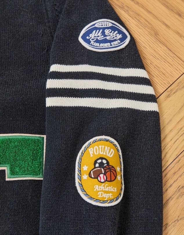 Found - Varsity Patch Collared Cardigan