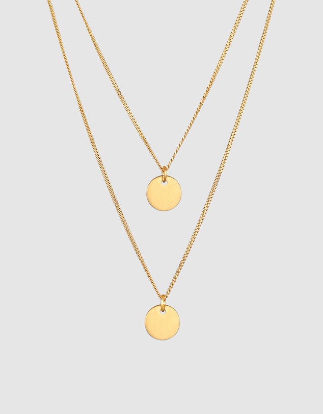 Elli Jewelry - Hammered Platelet Layer Necklace in Gold-Plated 925 Silver