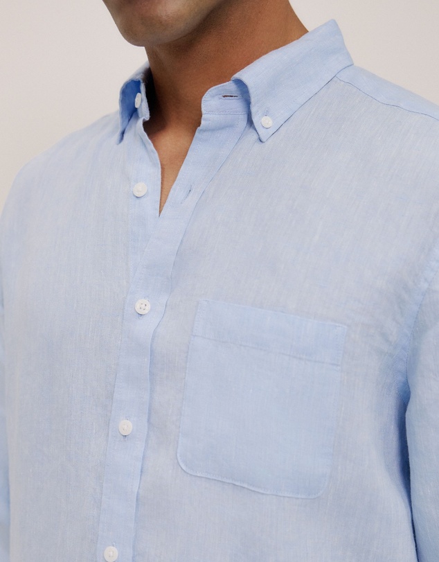 Trenery - Regular Fit Delave Linen Shirt in Fresh Blue