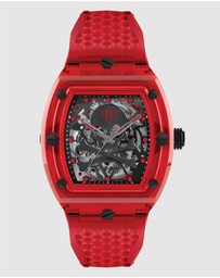 Philipp Plein - The $Keleton Crystal 44mm Black Dial and Red Strap