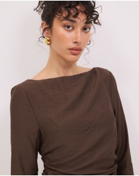 Calli - Lydia LS Ruched Midi Dress