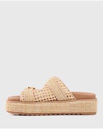 Betts - Vacay Raffia Platform Slide Sandals