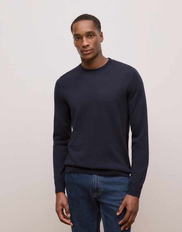 Trenery - Merino Classic Crew in Navy