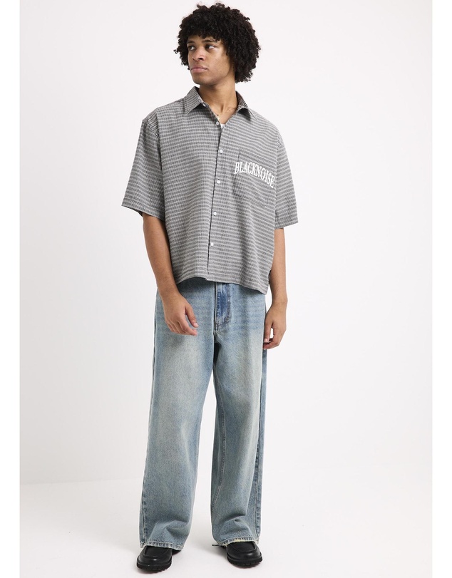 Black Noise White Rain - Heaton Short Sleeve Shirt