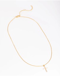 Lovisa - Gold Plated Cubic Zirconia Cross Chain Necklace