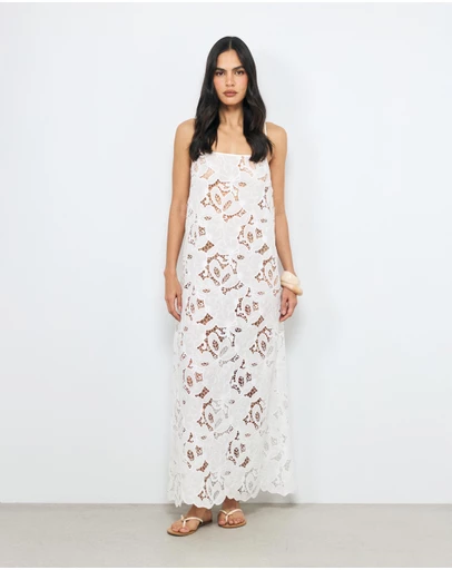AERE - Elena Lace Maxi Dress With Removable Lining