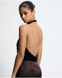 Lover - Jett Solid And Sheer Cowl Maxi Dress