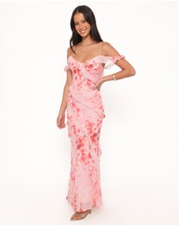 Petal & Pup - Alexia Off Shoulder Maxi Dress - Pink Floral