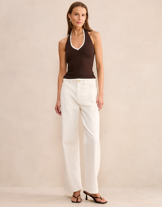 Forever New - Angelica Contrast Bind Halter Neck Top