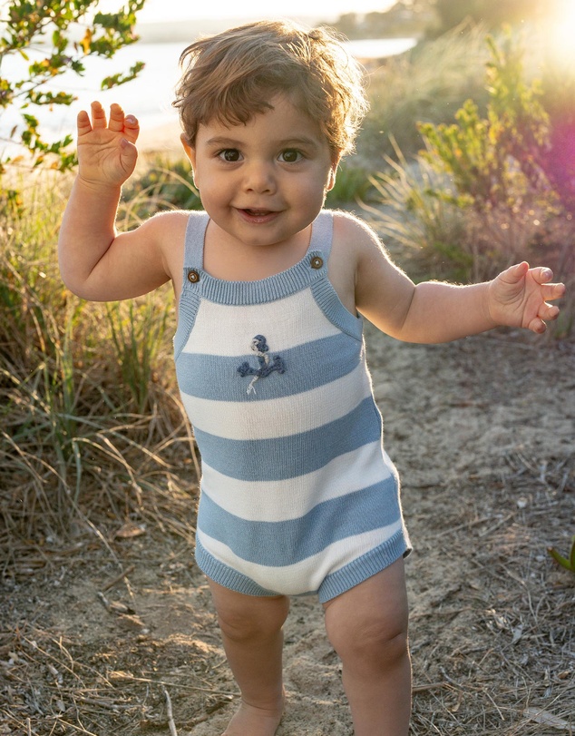 Bebe by Minihaha - Axel Organic Stripe Knitted Bodysuit - Babies