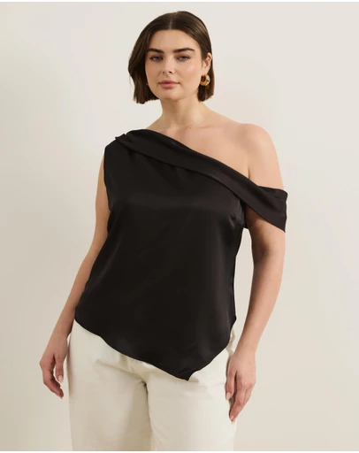 Atmos&Here Curvy - Eriselle Off Shoulder Satin Top