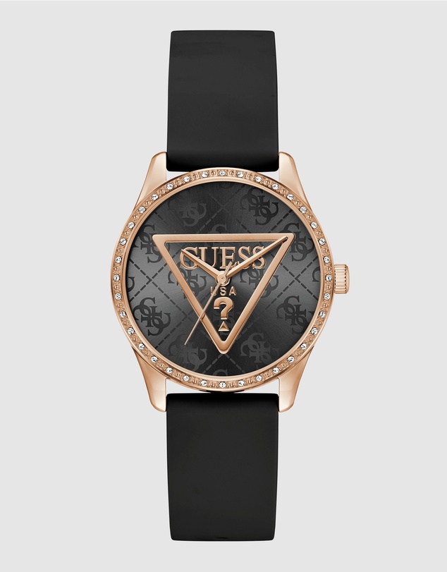GUESS - Guess Roxy Ladies Black Rose Gold Tone Analogue Watch