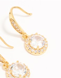 Lovisa - Gold Plated Cubic Zirconia Round Halo Drop Earrings