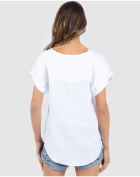CAMIXA - Martina Linen V-Neck T-shirt