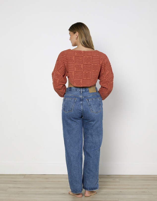 Cirkular - Pre-Loved - Lucy Folk Long Sleeve Tidal Cropped Sweater