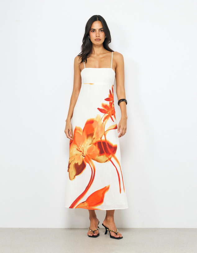 AERE - Ilaria Linen Midi Dress