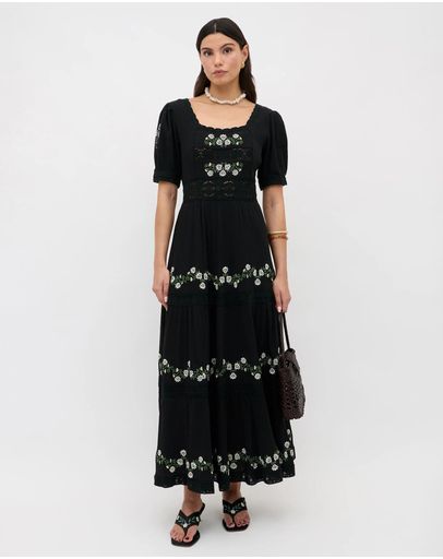 Lilia Embroidery Black