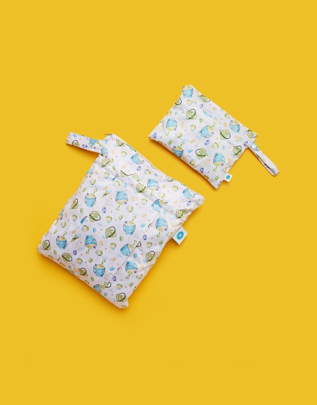 itti bitti - Large and Small Double Pocket Wetbag - Sandcastles