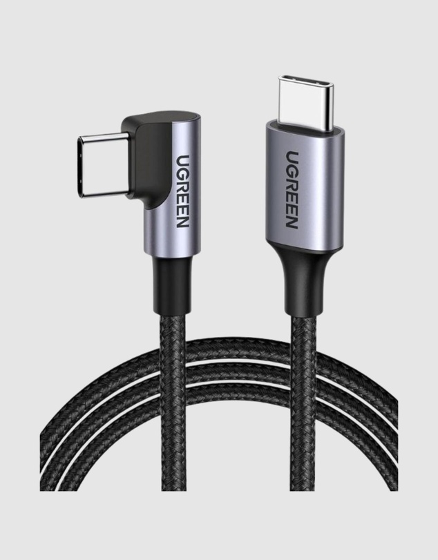 Ugreen - UGREEN 90 Degree Angle USB-C Male to USB-C Male 60W Braided Cable 3m