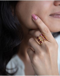 Meshca - Trio Ruby Bridge Ring