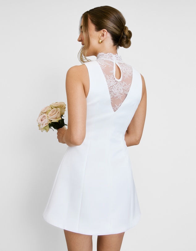 Six Stories - Lace High Neck A-line Mini Dress