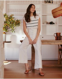 IDA+S - Lena Striped Button Up Top