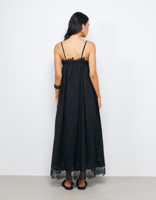 AERE - Mara Cotton Voile Trim Maxi Dress