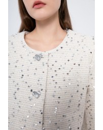 Glamorous - Sequinned love button tweed coat