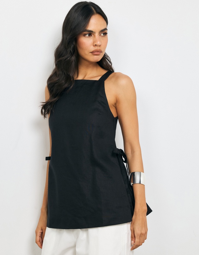 AERE - Maisie Linen Tie Side Top