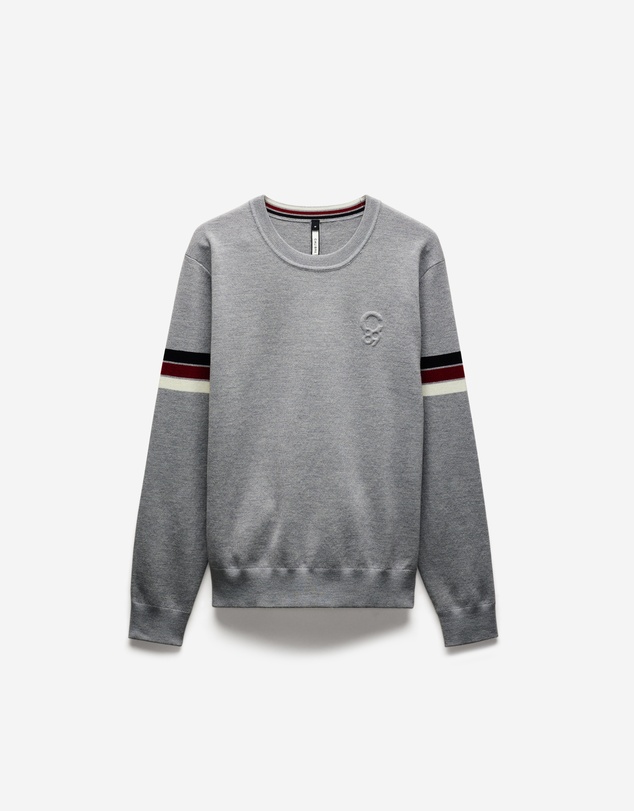 Calibre - Contrast Stripe Crew Sweater Silver