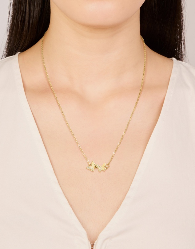 Lovisa - Waterproof Gold Plated Stainless Steel Cubic Zirconia Butterfly Necklace