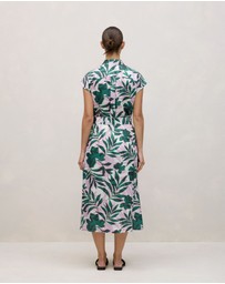 Trenery - Arbour Cap Sleeve Midi Shirt Dress in True Green